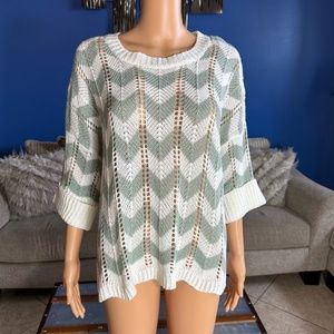 POL Open Knit Striped Oversized Sweater